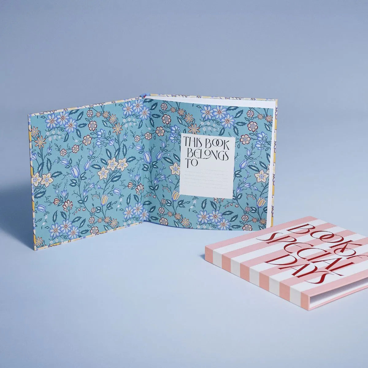 Book of Special Days Golden Garden interior with teal floral endpapers and This Book Belongs To page