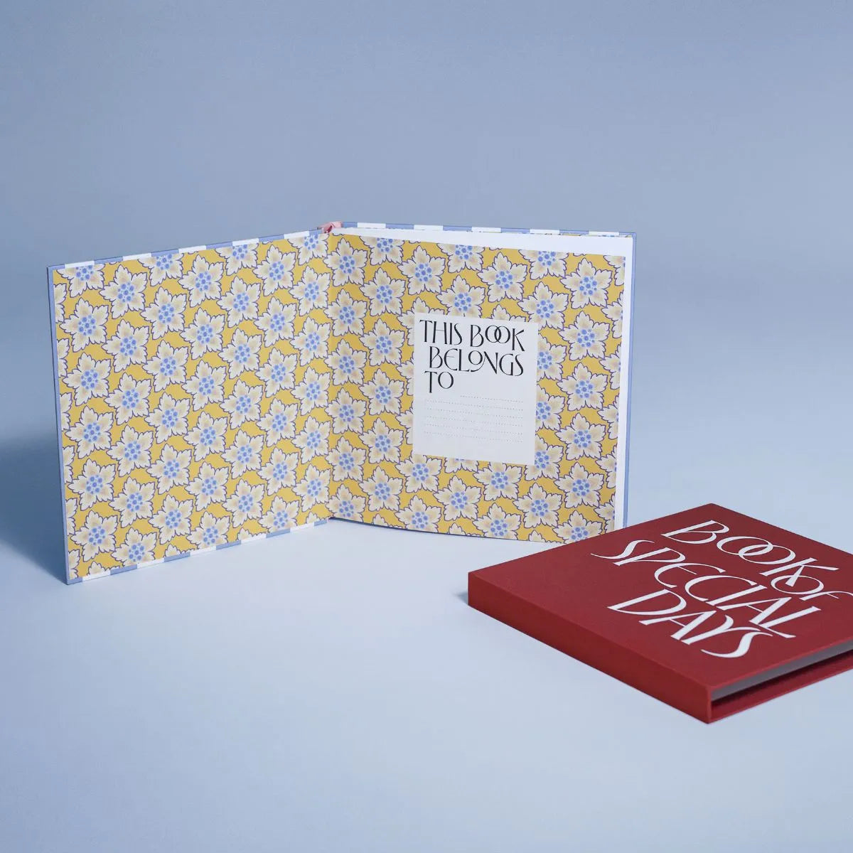 Book of Special Days Classic Stripe interior with floral endpapers and This Book Belongs To page